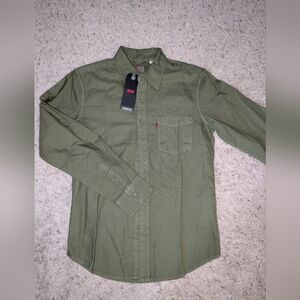NWT Levi's Authentic Green Long Sleeve Button Down Mens Size S